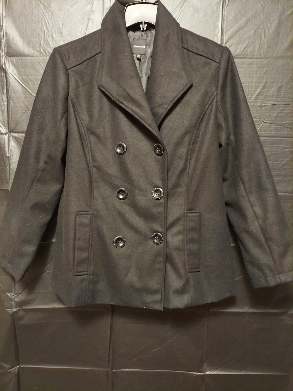 Rampage 1X Black Double-Breasted Women's Peacoat